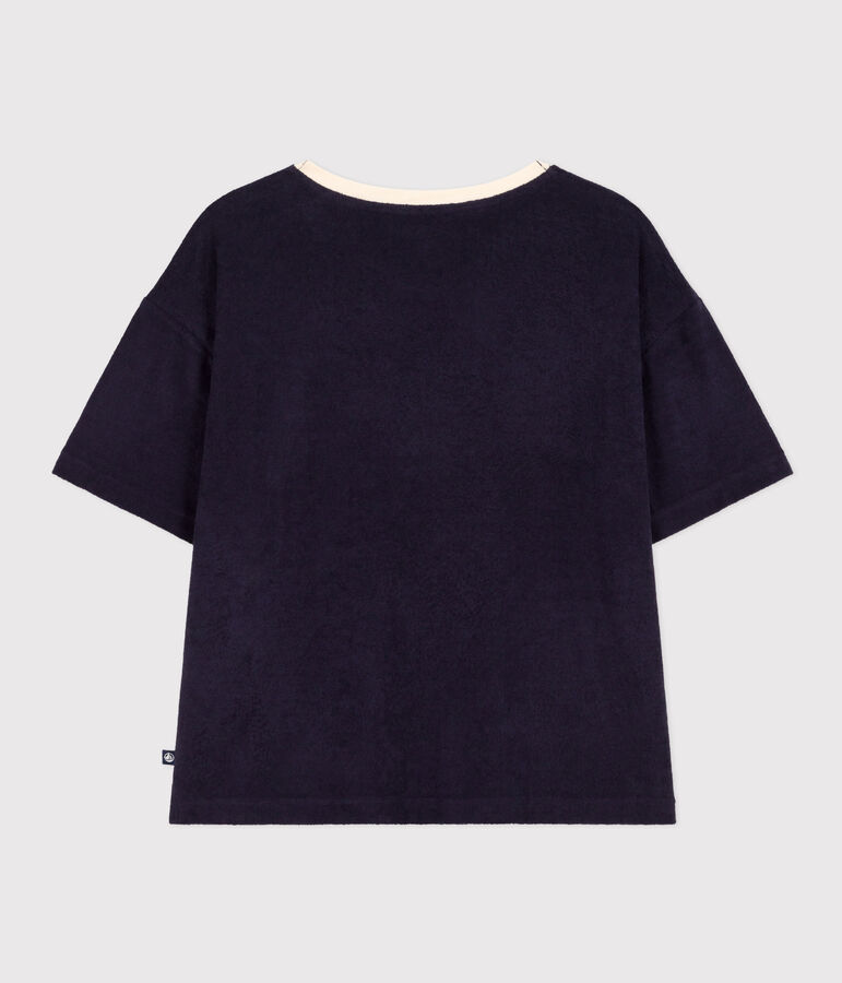 Tee-shirt le Boxy en coton &eacute;ponge femme bleu SMOKING