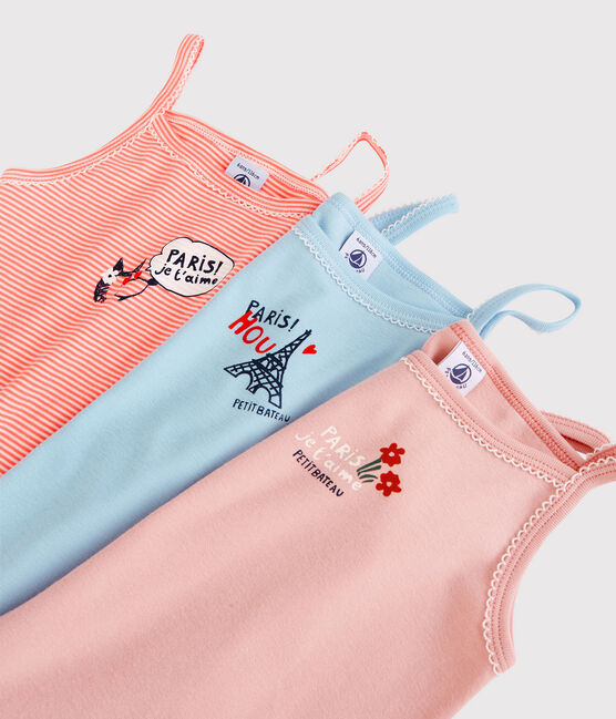 Lot de 3 chemises à bretelles thème Paris petite fille en coton variante 1