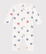 Pyjama bébé en coton sans pieds avec col cœur rayé