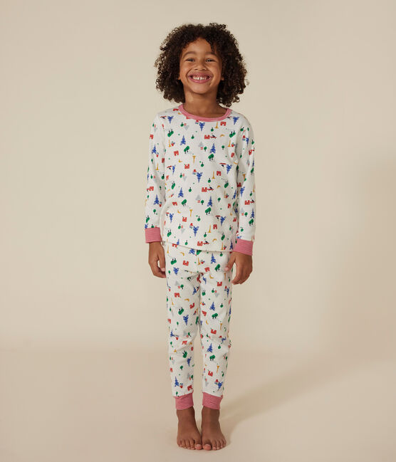 Pyjama imprimé motif Paris en coton enfant blanc MARSHMALLOW/bleu MEDIEVAL/ MULTICO