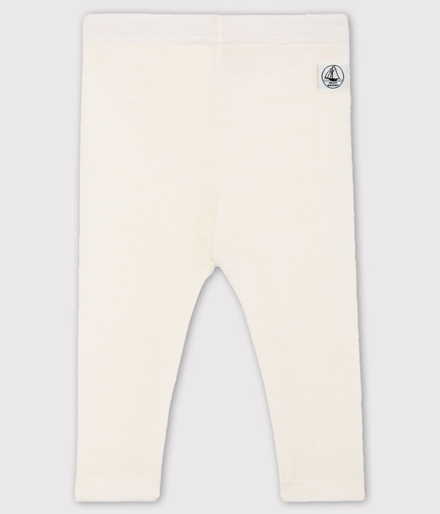 Cale&ccedil;on b&eacute;b&eacute; en laine et coton blanc