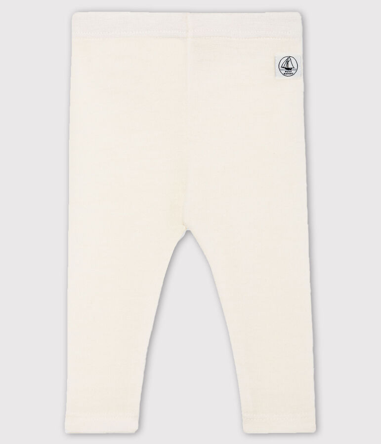 Cale&ccedil;on b&eacute;b&eacute; en laine et coton blanc MARSHMALLOW