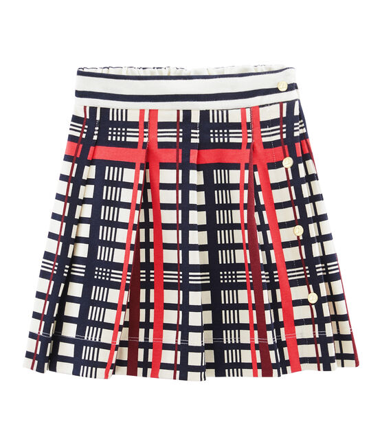 Jupe plissée à carreaux enfant fille blanc MARSHMALLOW/blanc MULTICO