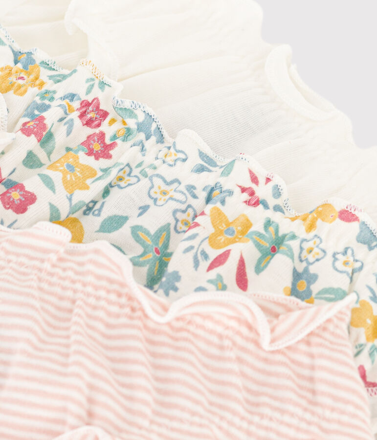 Lot de 3 culottes fleurs en coton petite fille multicouleur