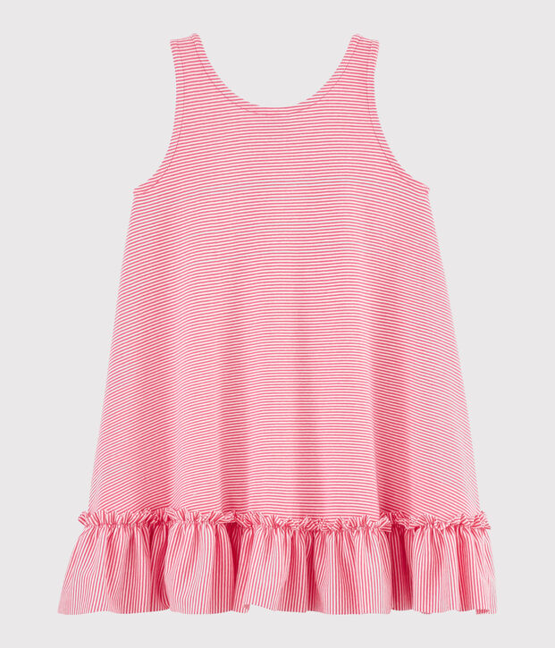 Robe enfant fille rose/blanc