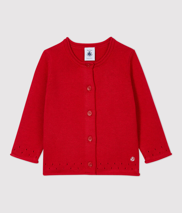 Cardigan en tricot b&eacute;b&eacute; rouge TERKUIT
