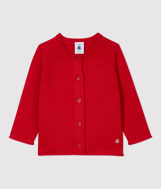 Cardigan en tricot bébé rouge TERKUIT