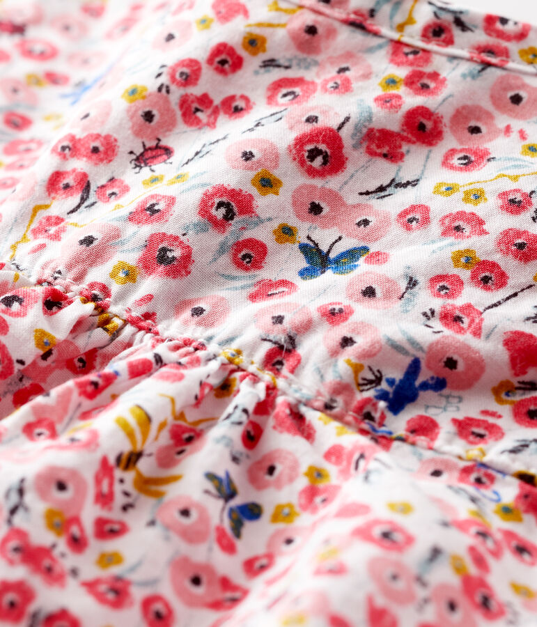 Robe manches courtes imprim&eacute;e b&eacute;b&eacute; fille blanc MARSHMALLOW/blanc MULTICO