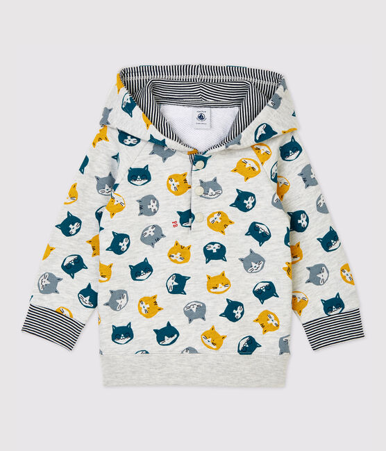 Sweatshirt en molleton bébé. gris BELUGA/blanc MULTICO