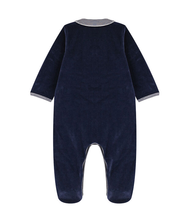 Dors bien b&eacute;b&eacute; &agrave; col en velours bleu marine