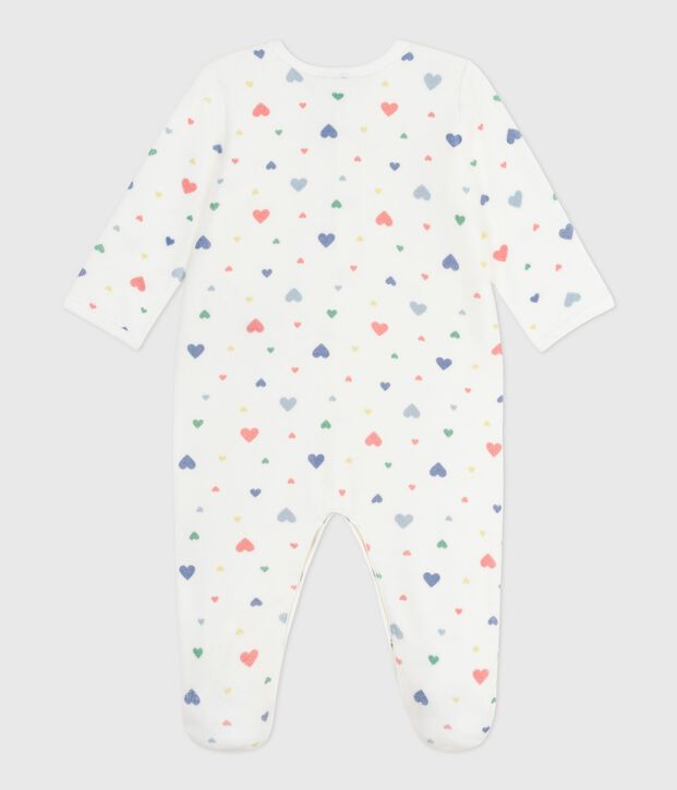 Pyjama b&eacute;b&eacute; en velours imprim&eacute; c&oelig;urs blanc/multicouleur