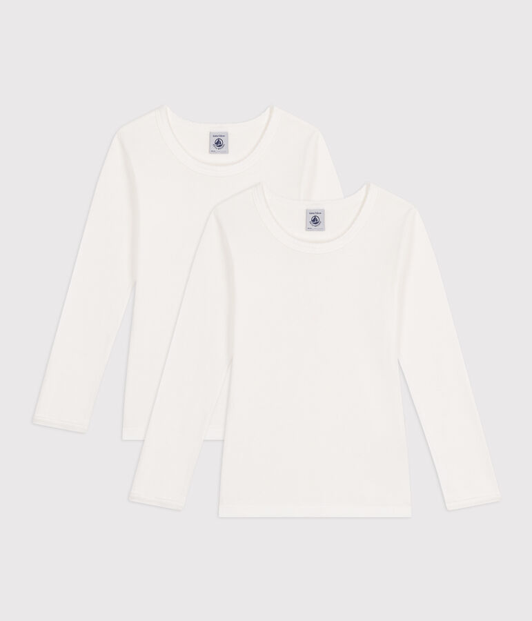 Lot de 2 tee-shirts blancs manches longues petite fille multicouleur