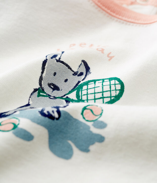 Tee-shirt manches courtes &agrave; motif b&eacute;b&eacute; gar&ccedil;on blanc/vert