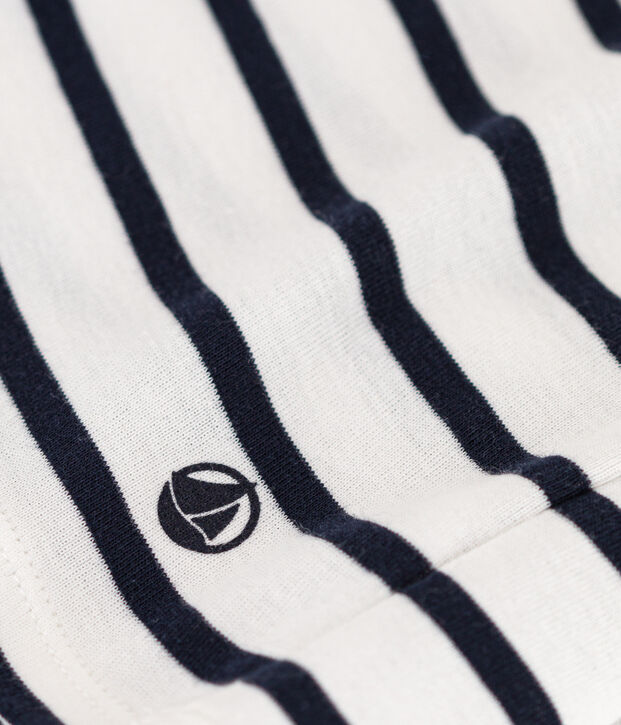 Tee-shirt L'ICONIQUE col rond en coton Femme blanc/bleu