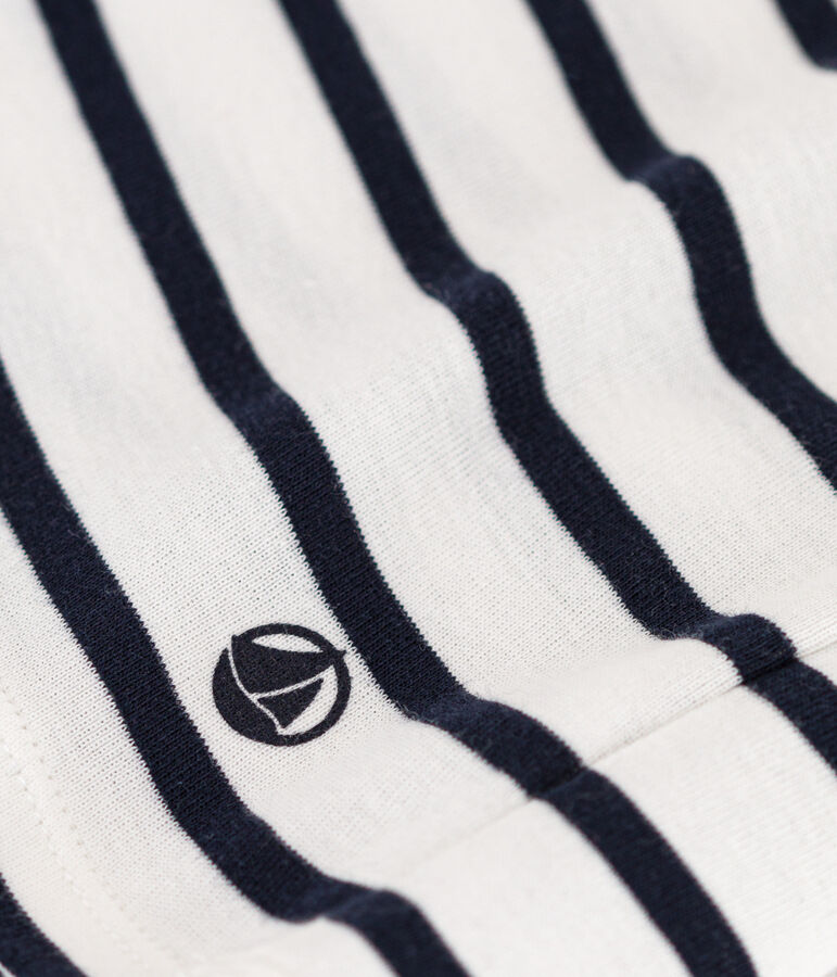 Tee-shirt L'ICONIQUE col rond en coton Femme blanc MARSHMALLOW/bleu SMOKING