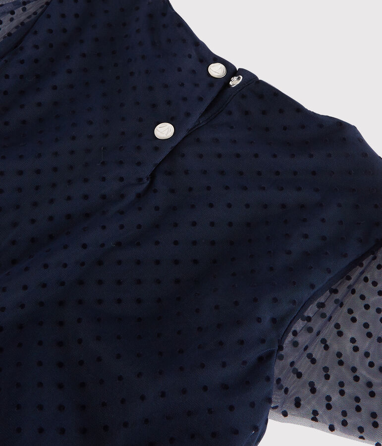 Robe manches courtes enfant fille bleu SMOKING