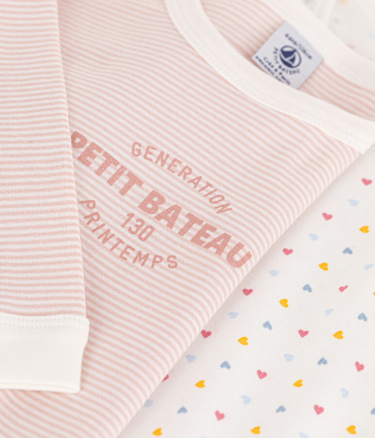 Lot de 2 pyjamas petits coeurs en coton petite fille multicouleur