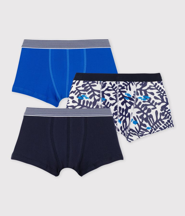 Lot de 3 boxers bleus petit gar&ccedil;on en coton multicouleur