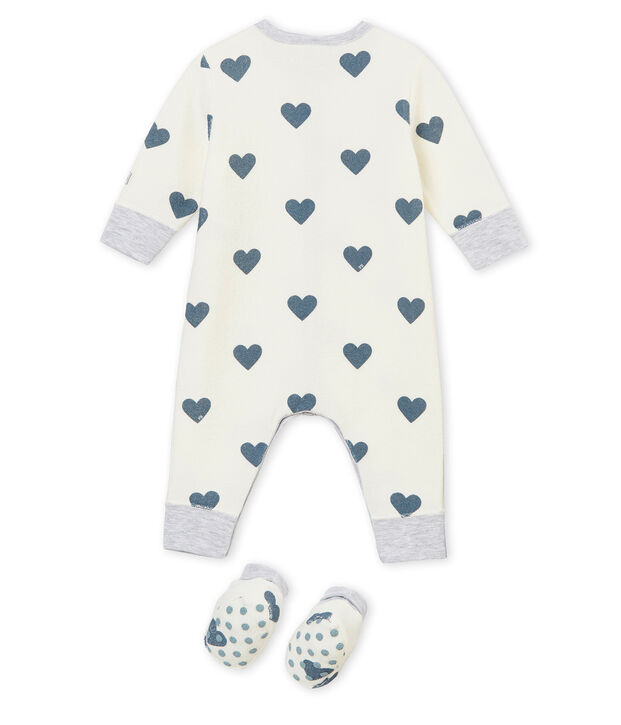 Ensemble nuit b&eacute;b&eacute; fille blanc/gris