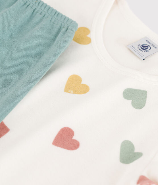 Chemise de nuit cœur petite fille en velours blanc MARSHMALLOW/blanc MULTICO