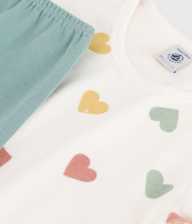 Chemise de nuit c&oelig;ur petite fille en velours blanc/multicouleur