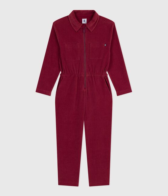Combinaison enfant en bouclette velours longue unie AMARANTE