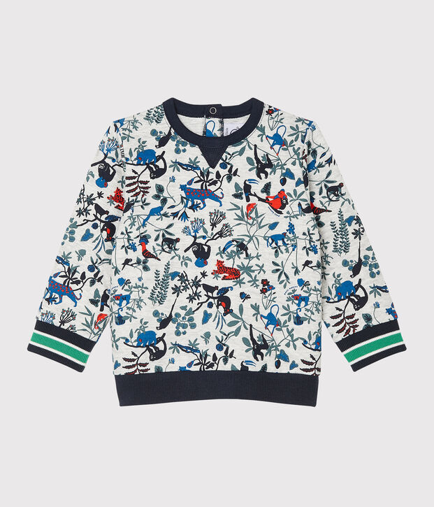 Sweatshirt b&eacute;b&eacute; gar&ccedil;on en tubique matelass&eacute; gris/multicouleur