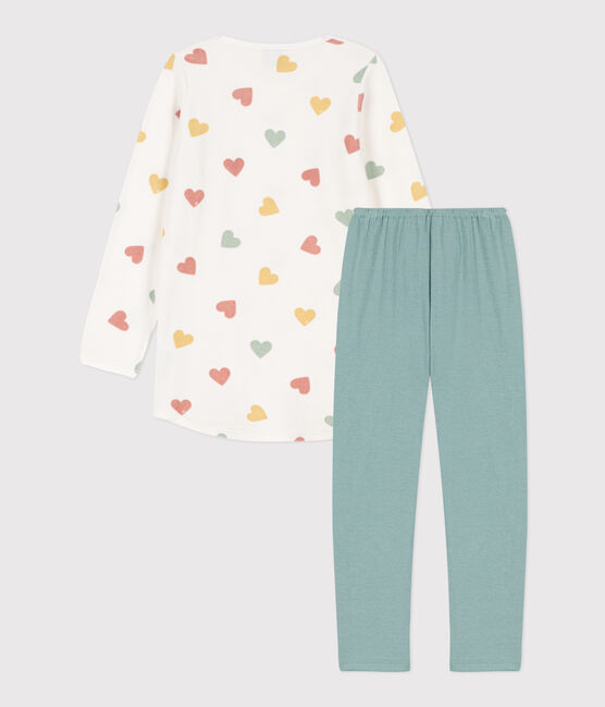 Chemise de nuit cœur petite fille en velours blanc MARSHMALLOW/blanc MULTICO