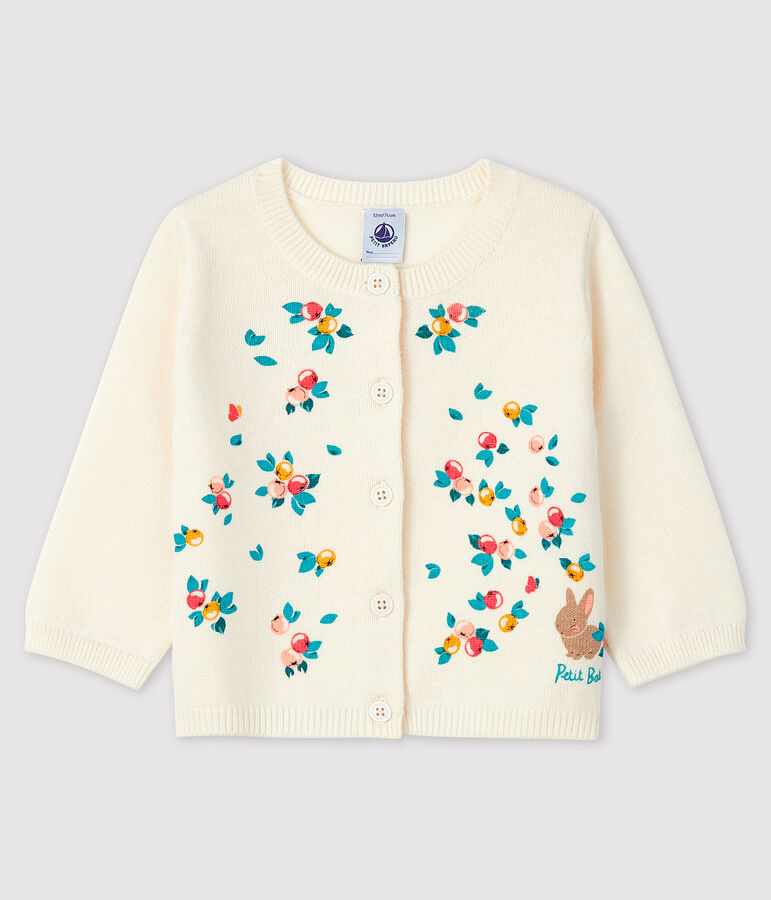 Cardigan manches longues b&eacute;b&eacute; fille blanc