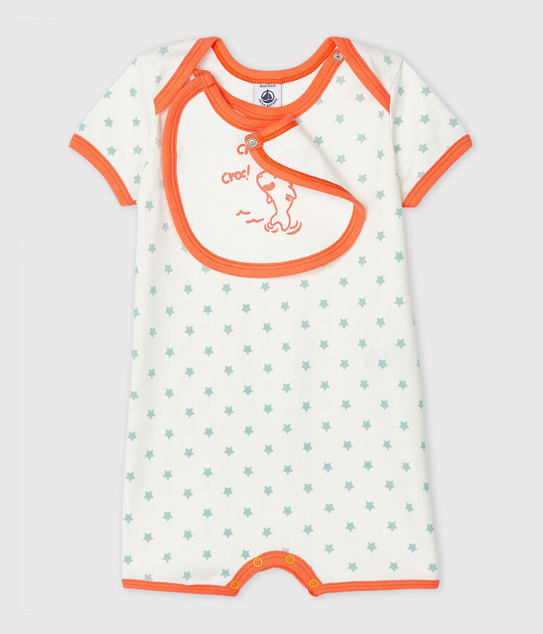 Combicourt b&eacute;b&eacute; gar&ccedil;on en c&ocirc;te blanc MARSHMALLOW/vert VERGLAS