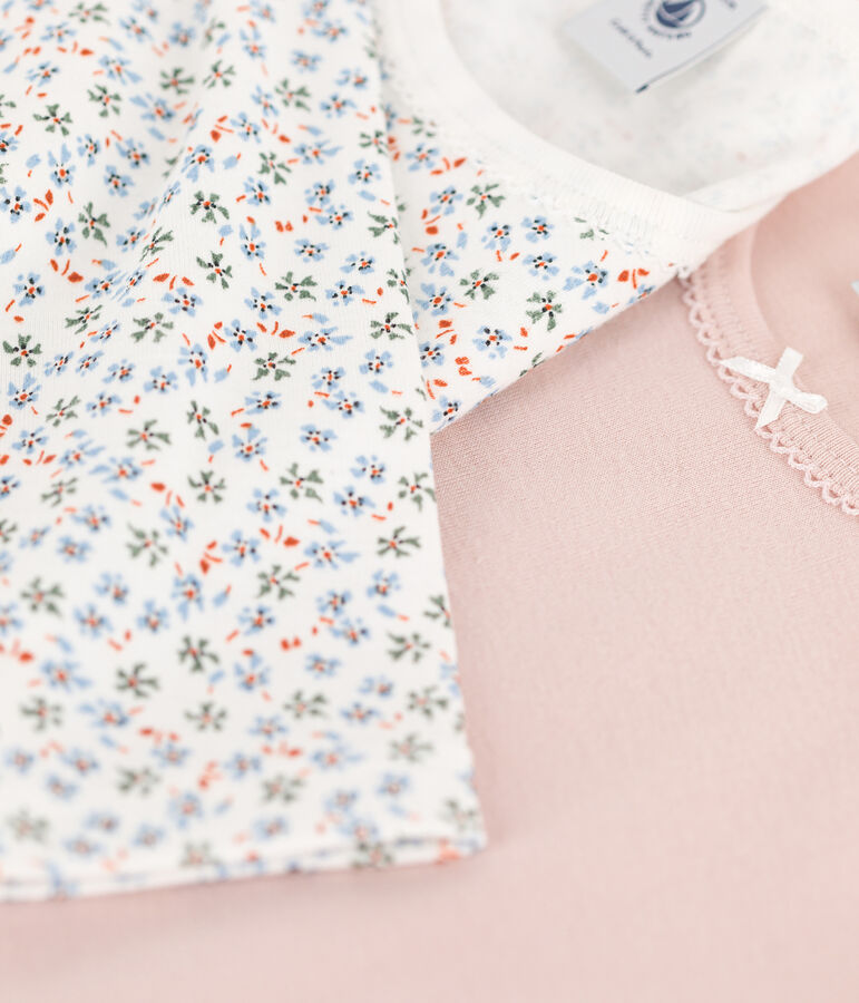 Lot de 2 tee-shirts manches longues petite fille en coton multicouleur