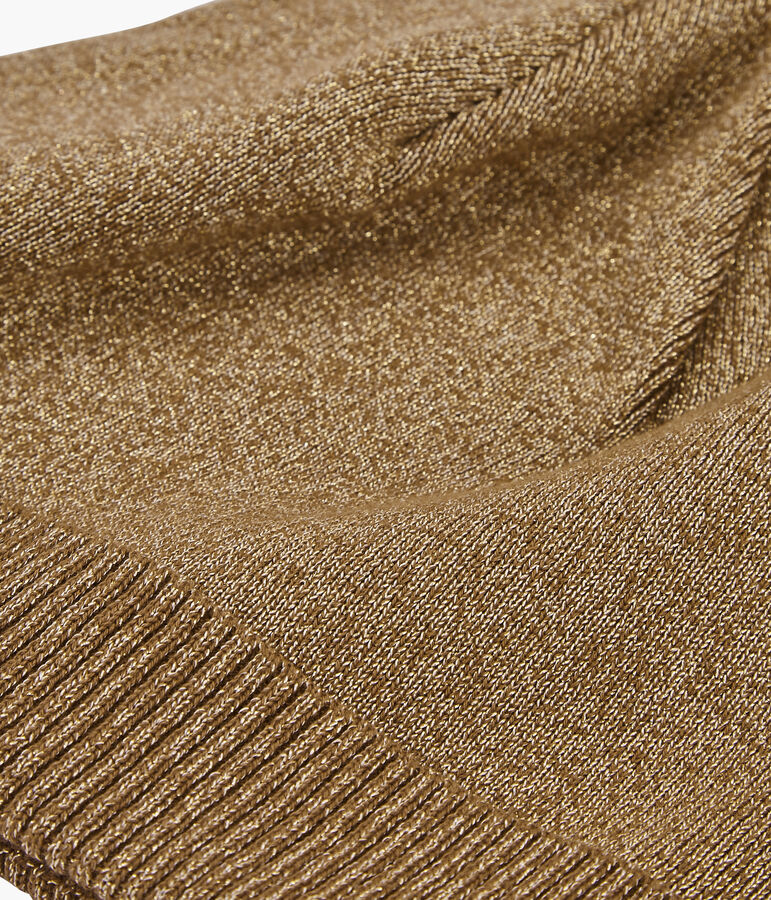 Bonnet dor&eacute; pour femme marron/jaune