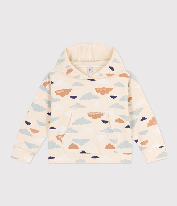 Sweatshirt &agrave; capuche en molleton enfant fille &eacute;cru/multicouleur