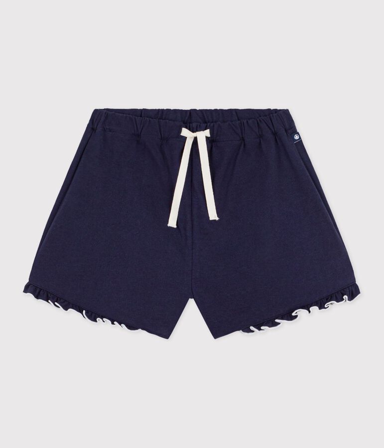 Short enfant en coton uni bleu