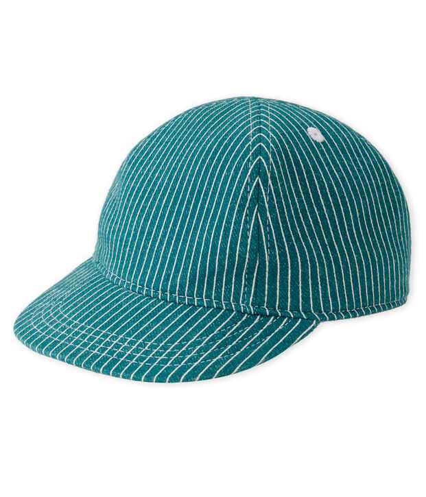 Casquette en maille ray&eacute;e b&eacute;b&eacute; gar&ccedil;on vert/blanc