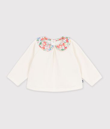 Sweatshirt bébé en coton uni avec son col imprimé