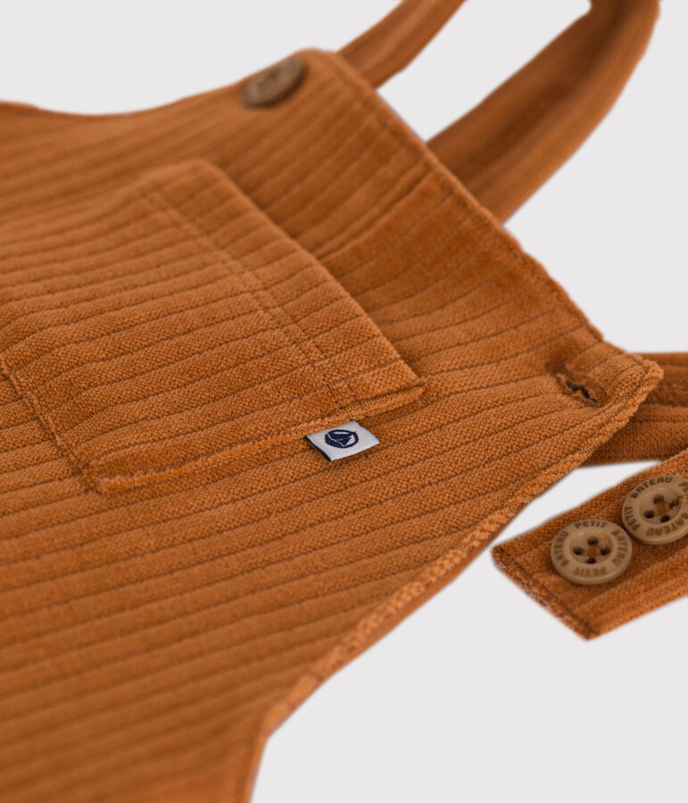 Salopette longue en velours b&eacute;b&eacute; marron ECUREUIL