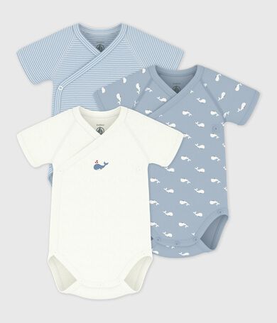Lot de bodies crois&eacute;s manches courtes en coton imprim&eacute; b&eacute;b&eacute;