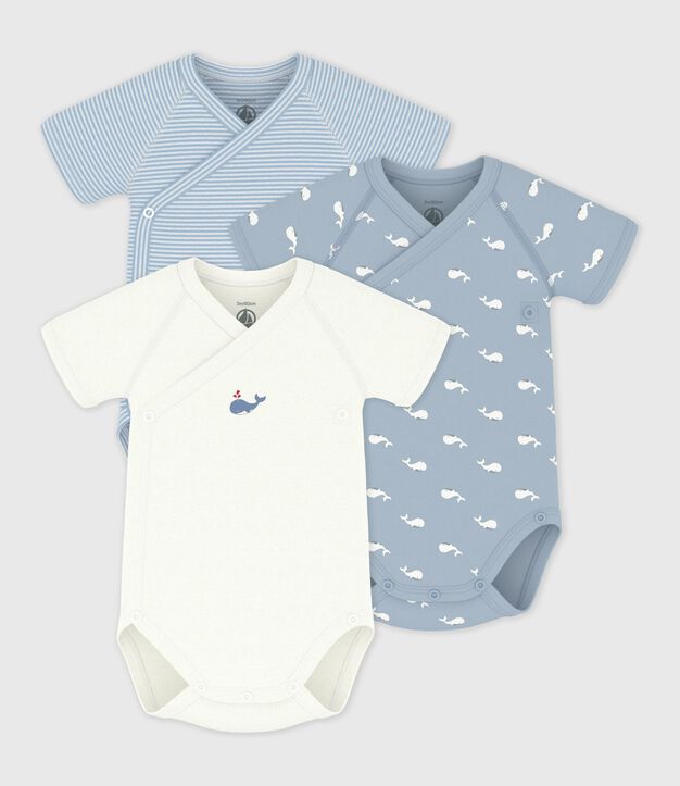 Lot de bodies crois&eacute;s manches courtes en coton imprim&eacute; b&eacute;b&eacute; multicouleur