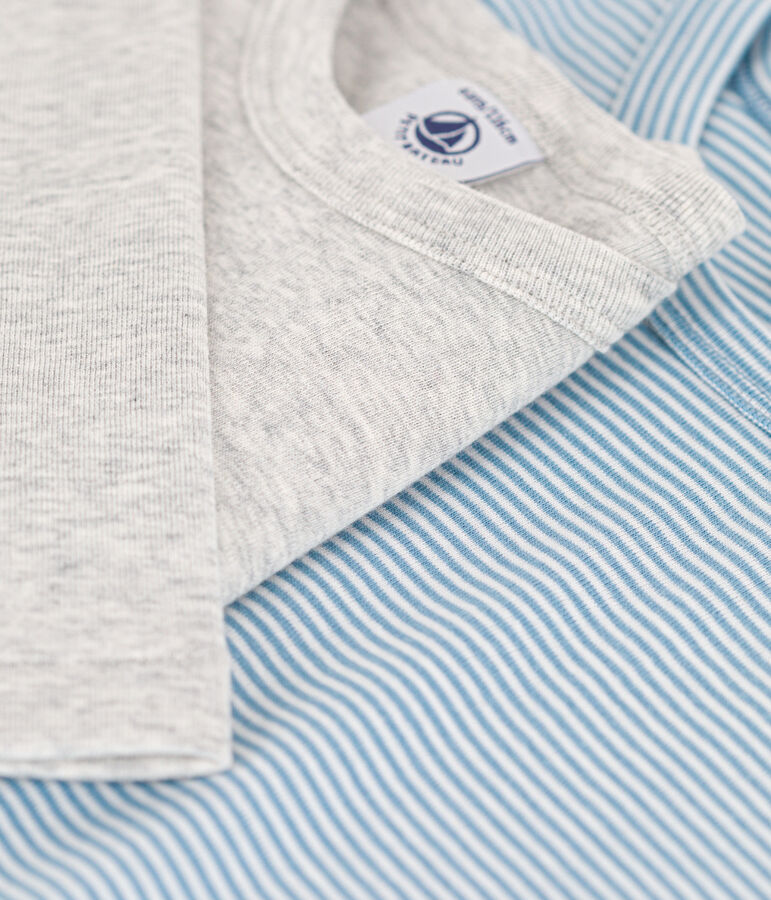 Lot de 2 tee shirts manches longues en coton petit gar&ccedil;on multicouleur