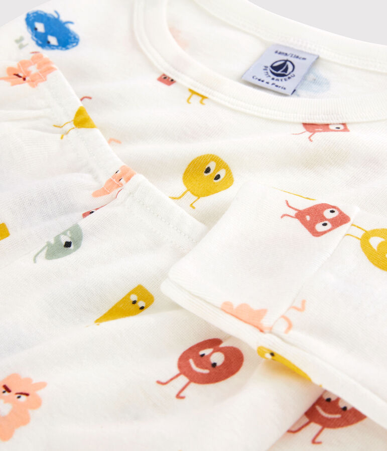 Pyjama &eacute;motions en coton lyocell enfant blanc/multicouleur