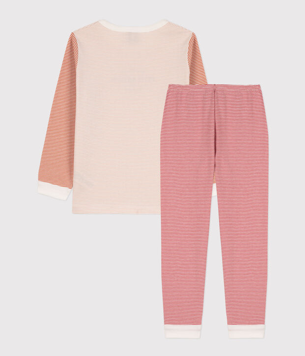 Pyjama milleraies tricolore en coton enfant rose/multicouleur