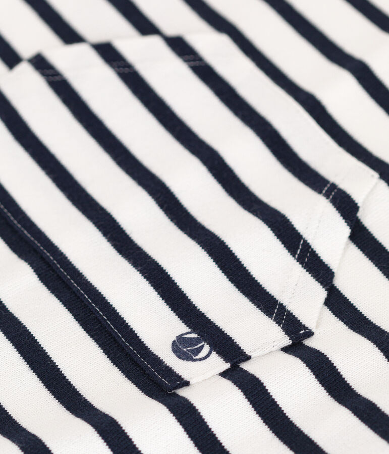 Combinaison courte en jersey b&eacute;b&eacute; blanc MARSHMALLOW/bleu SMOKING