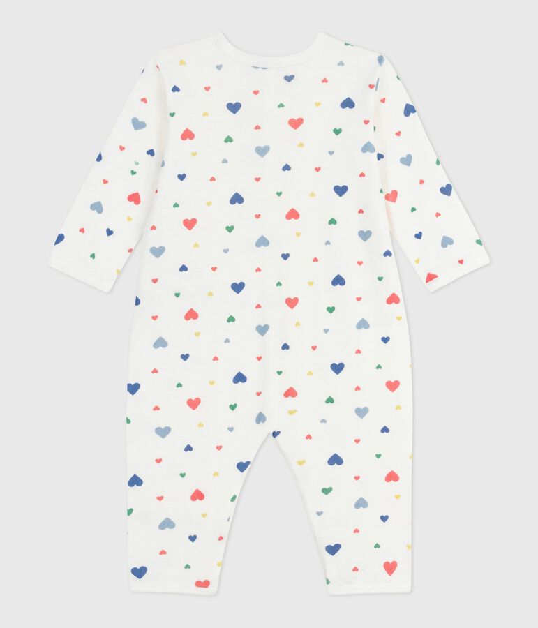 Pyjama b&eacute;b&eacute; sans pieds en coton imprim&eacute; blanc MARSHMALLOW/blanc MULTICO