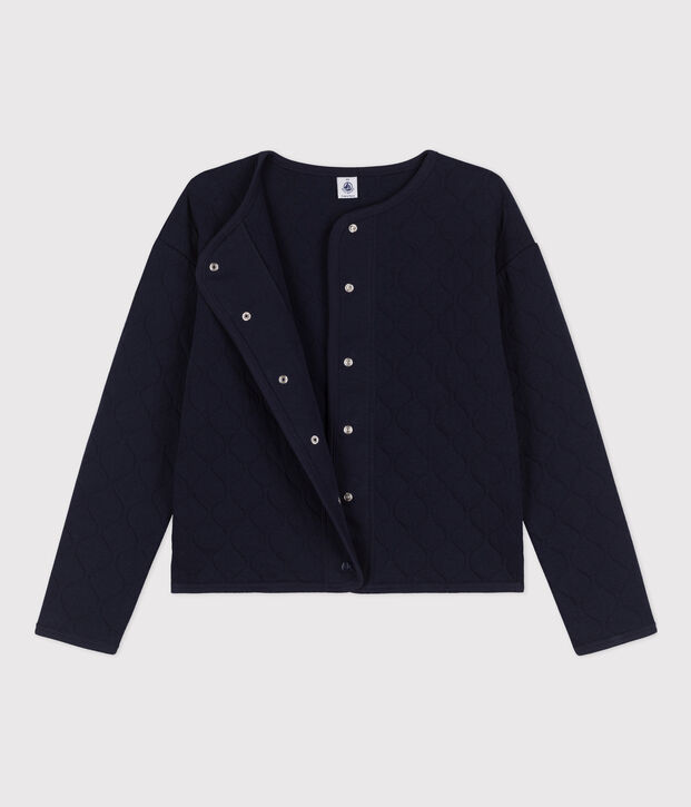 Cardigan en tubique matelass&eacute; Femme bleu marine
