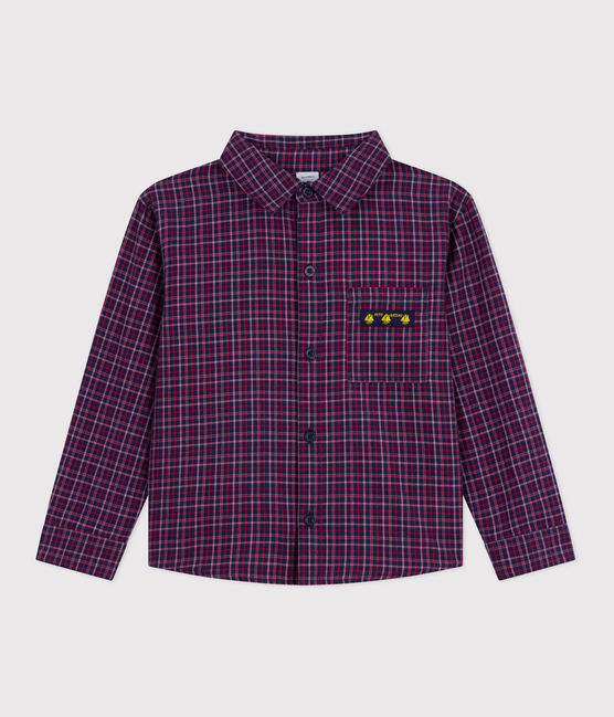 Chemise enfant en flanelle à carreaux bleu SMOKING/blanc MULTICO