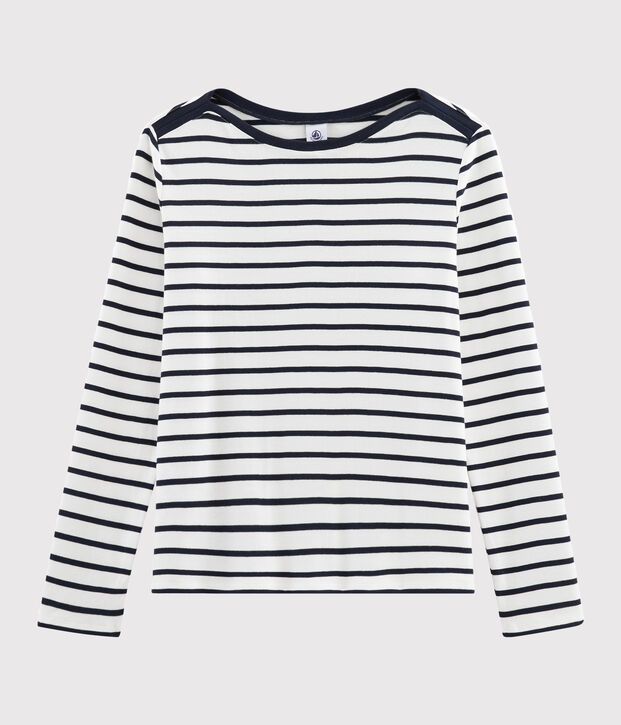 Tee shirt marini&egrave;re femme blanc/bleu