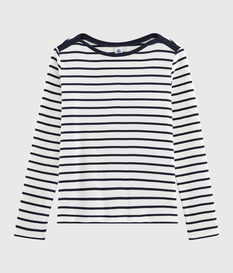 Tee shirt marini&egrave;re femme blanc/bleu