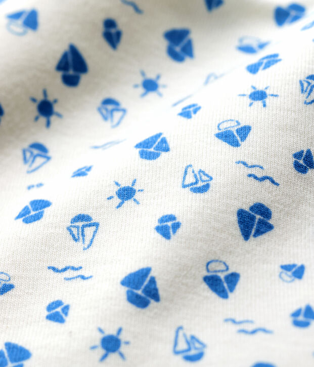 Bavoir b&eacute;b&eacute; en coton biologique blanc/bleu