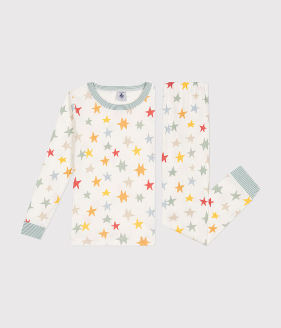 Pyjama ajusté en coton imprimé à étoiles enfant blanc MARSHMALLOW/blanc MULTICO